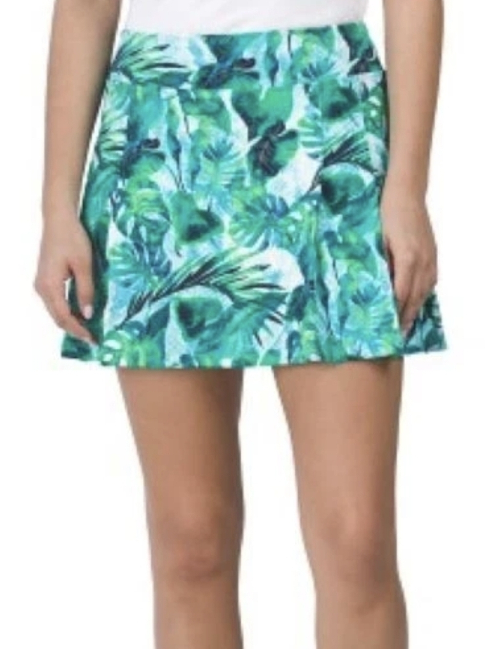 Tommy Bahama Golf Knit Stretch Pleated Skort Skirt Azure Lagoon Tropical UPF 50